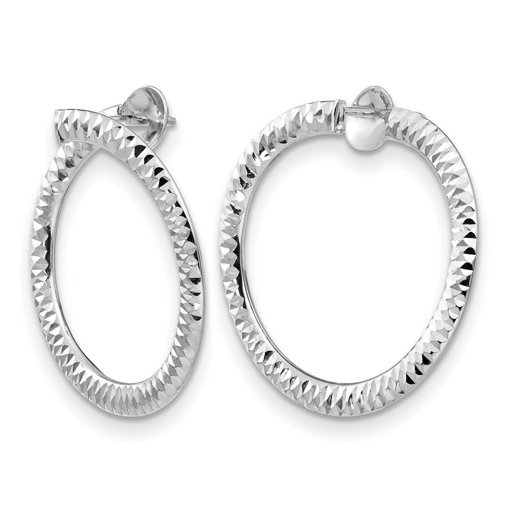 14K White Gold Polished & D/C Flexible Post Hoop Earrings
