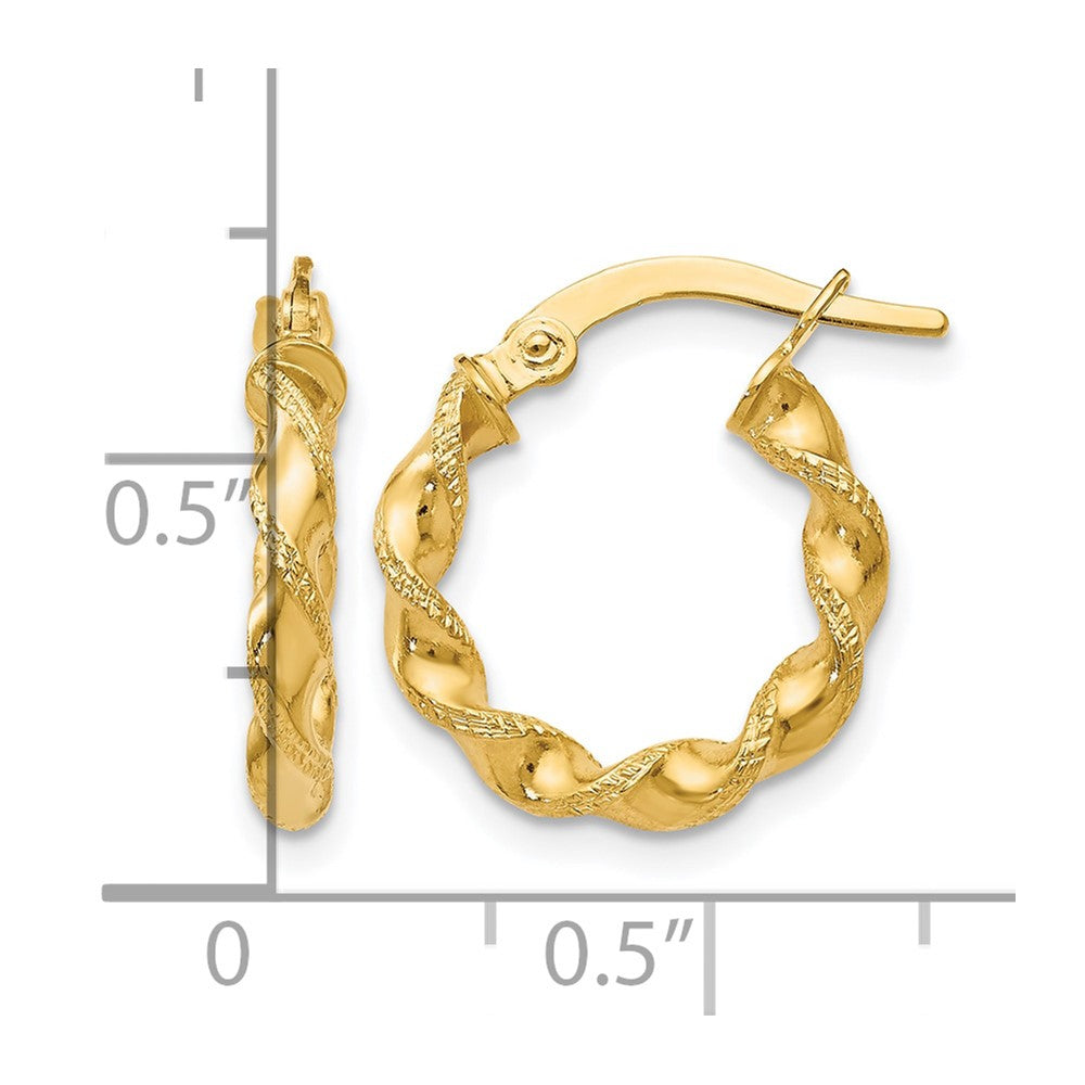 14K Yellow Gold Twisted Hoop Earrings