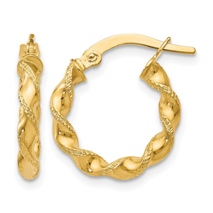 14K Yellow Gold Twisted Hoop Earrings