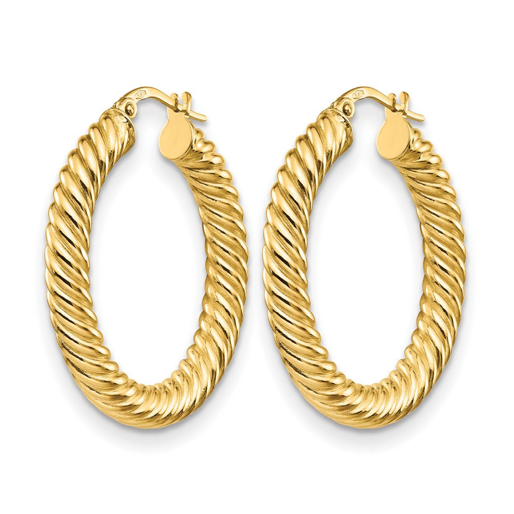 14K Yellow Gold Polished Twisted Hoop Earrings