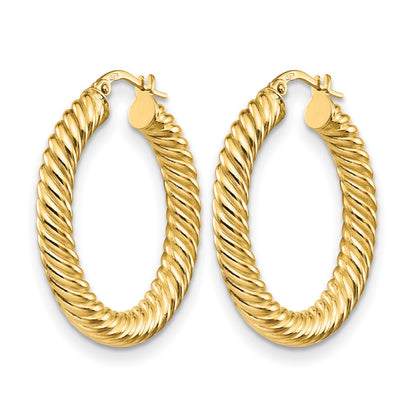 14K Yellow Gold Polished Twisted Hoop Earrings