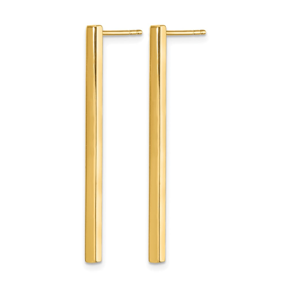 14K Yellow Gold Polished Post Dangle Bar Earrings
