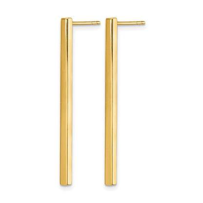 14K Yellow Gold Polished Post Dangle Bar Earrings