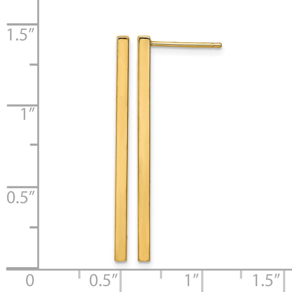 14K Yellow Gold Polished Post Dangle Bar Earrings