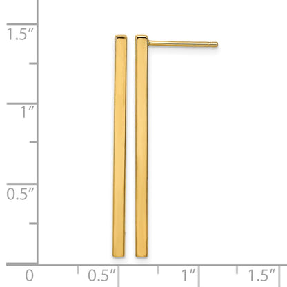 14K Yellow Gold Polished Post Dangle Bar Earrings