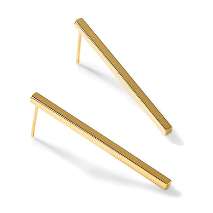 14K Yellow Gold Polished Post Dangle Bar Earrings