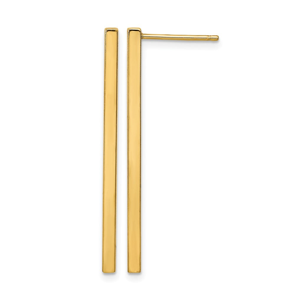 14K Yellow Gold Polished Post Dangle Bar Earrings