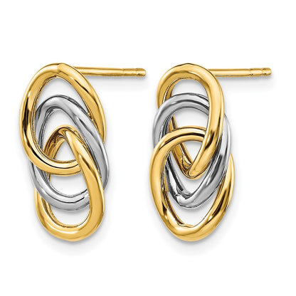 14K Two Tone Polished Circles Post Earrings