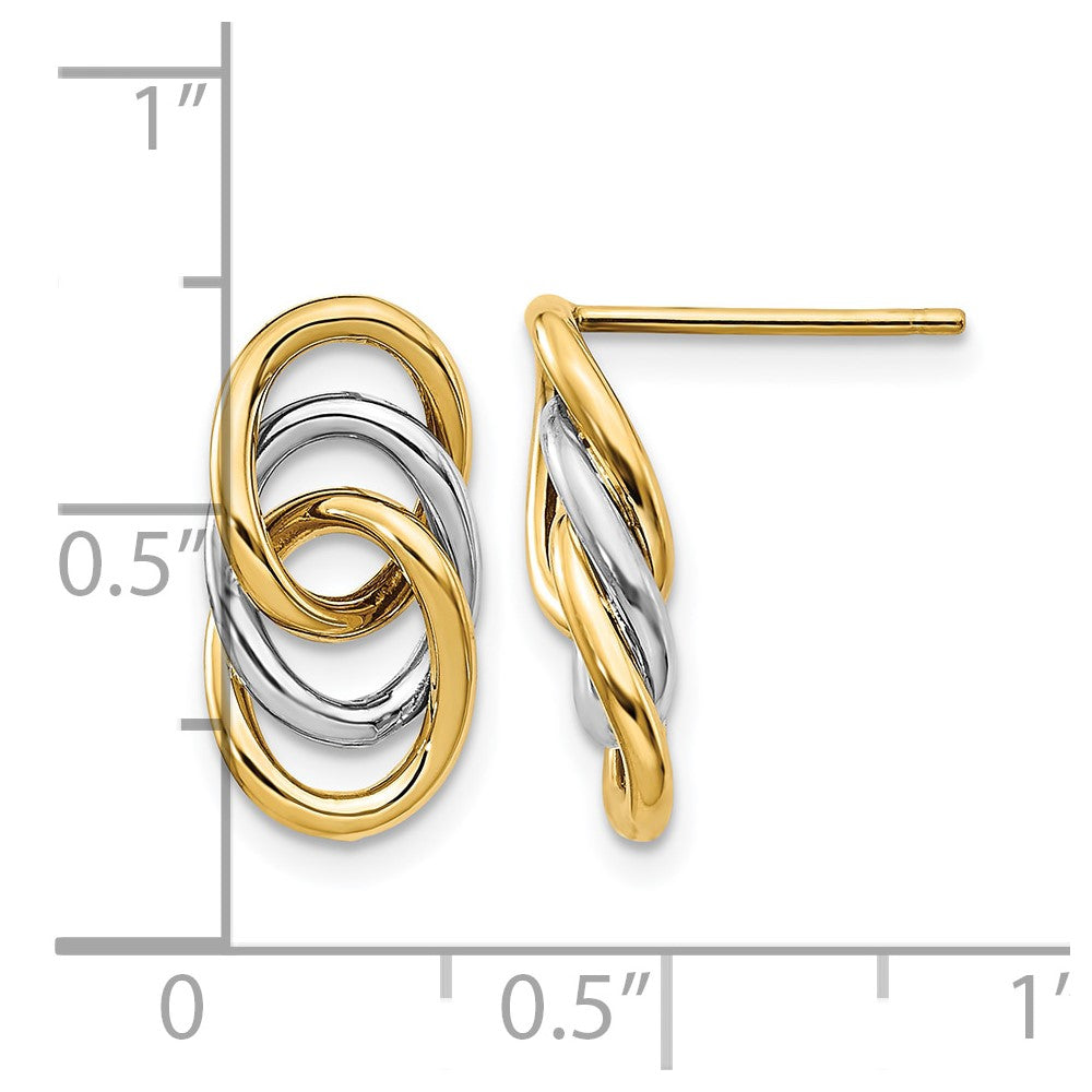 14K Two Tone Polished Circles Post Earrings