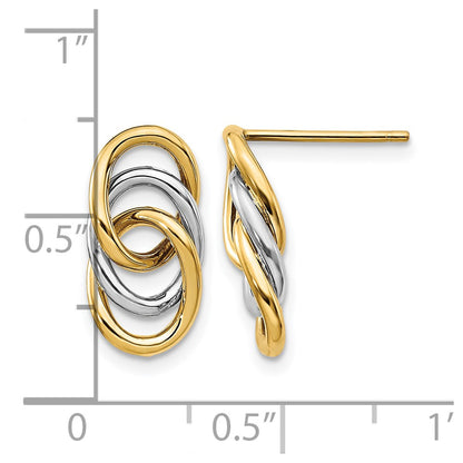 14K Two Tone Polished Circles Post Earrings