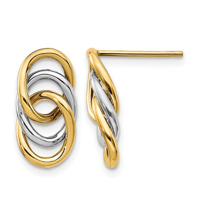 14K Two Tone Polished Circles Post Earrings