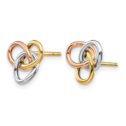 14K Tri Color Polished Rings Post Earrings