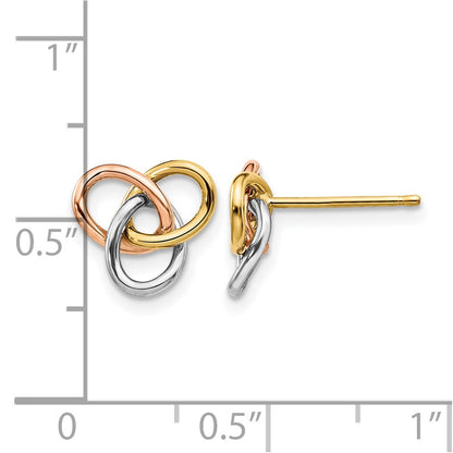 14K Tri Color Polished Rings Post Earrings