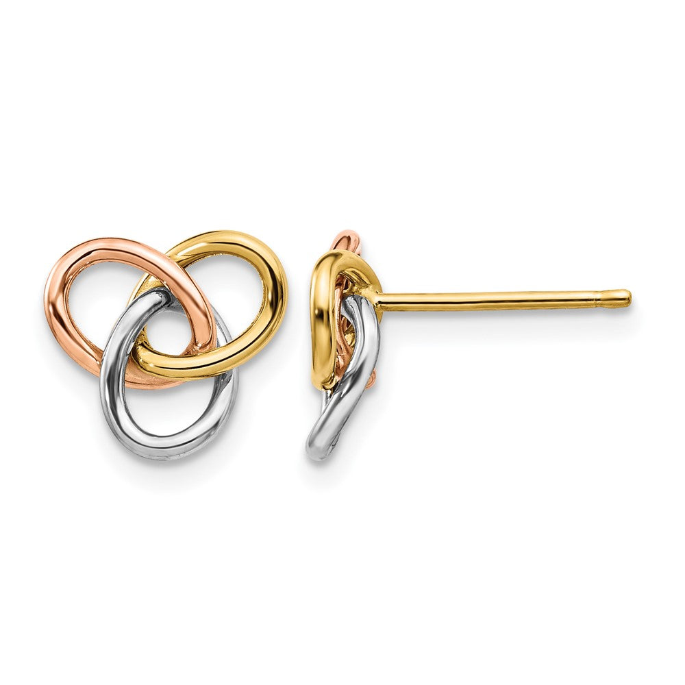 14K Tri Color Polished Rings Post Earrings