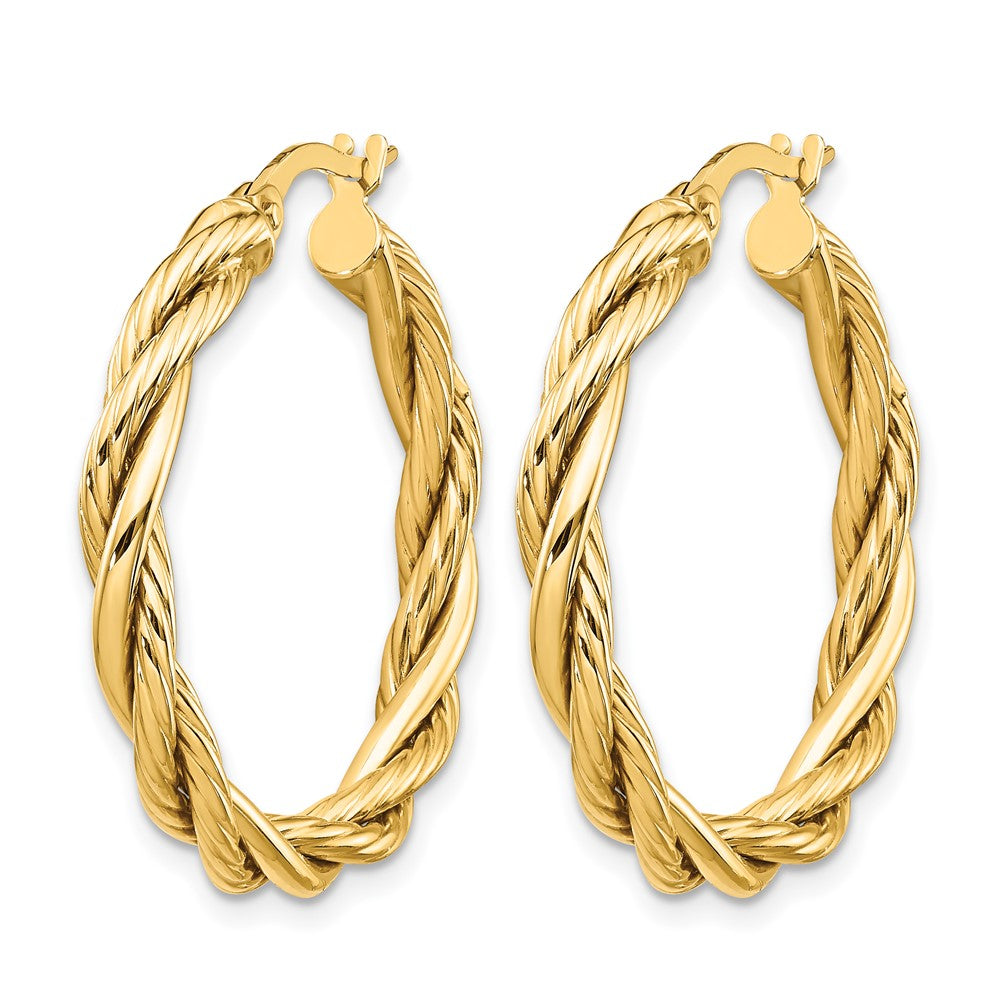 14K Yellow Gold Polished Twisted Hoop Earrings