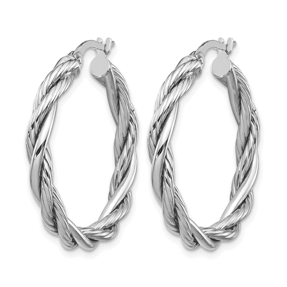 14K Yellow & Rhodium White Polished Twisted Hoop Earrings