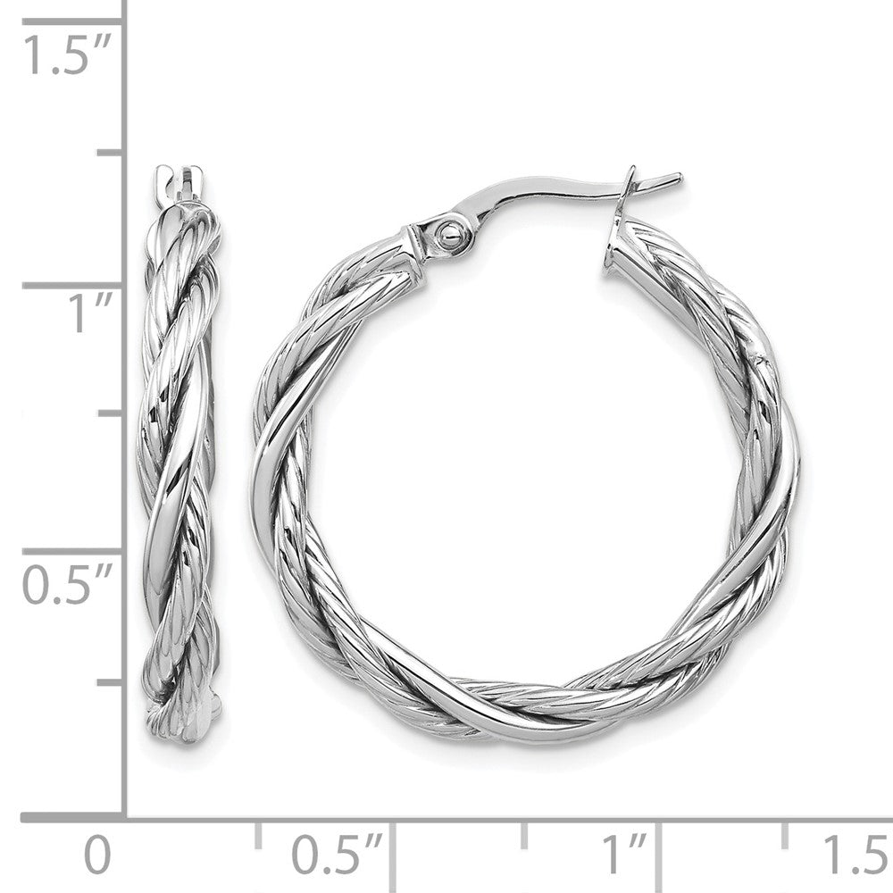 14K Yellow & Rhodium White Polished Twisted Hoop Earrings