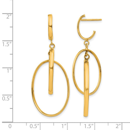 14K Yellow Gold Polished Post Dangle Earrings
