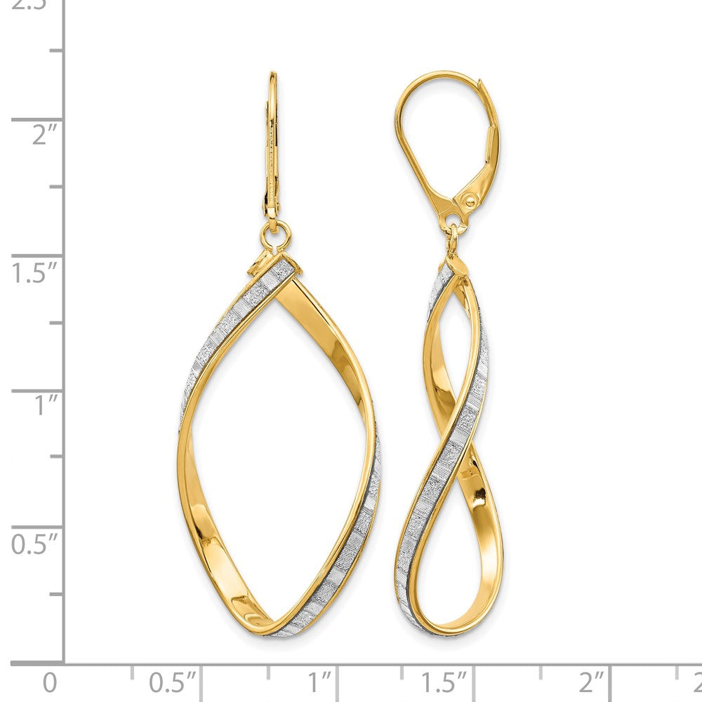 14K Yellow Gold Glimmer Infused Twisted Leverback Earrings