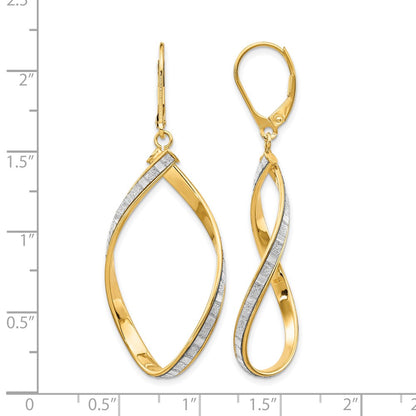 14K Yellow Gold Glimmer Infused Twisted Leverback Earrings