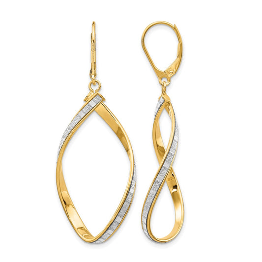 14K Yellow Gold Glimmer Infused Twisted Leverback Earrings