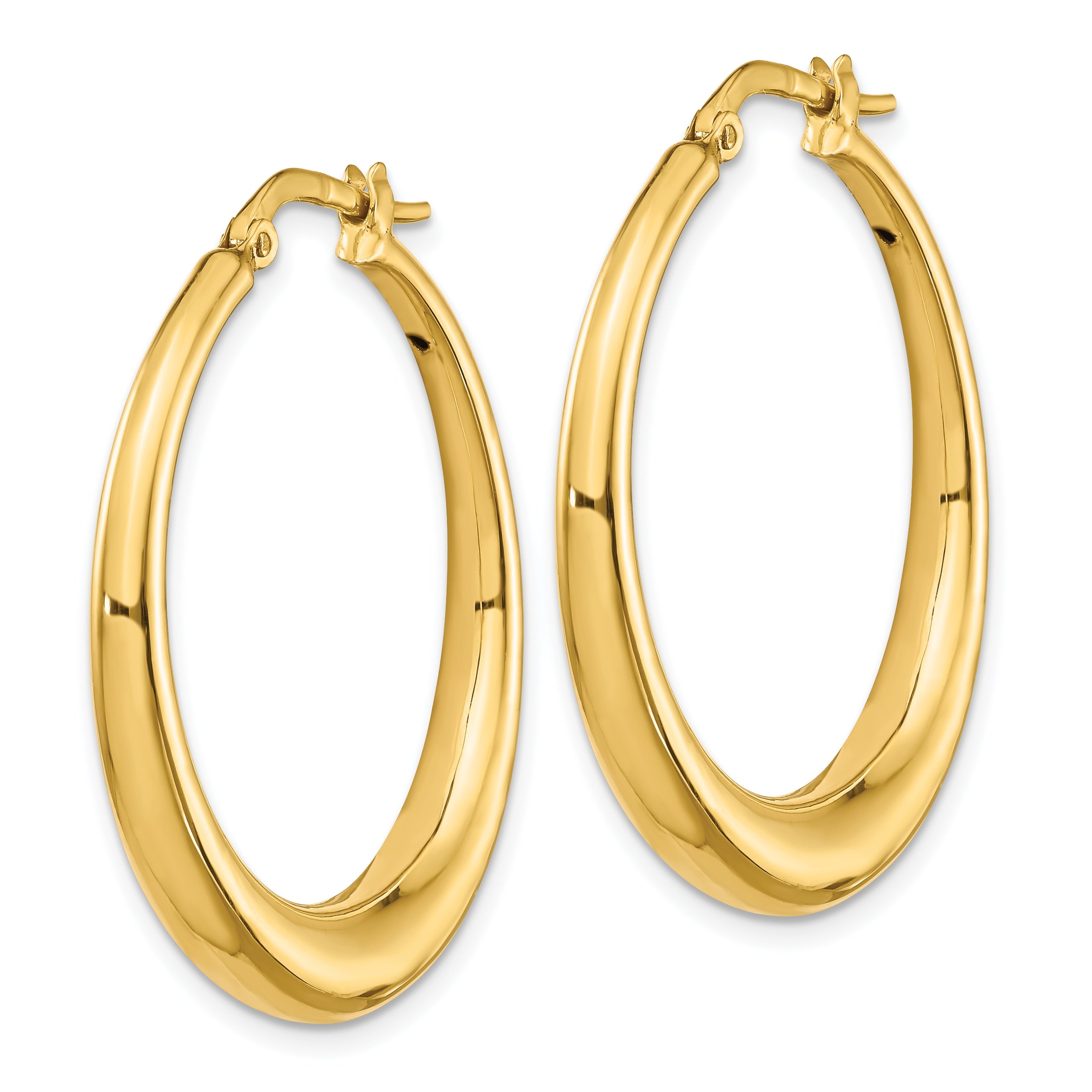 14K Yellow Gold Polished Fancy Hoop Earrings