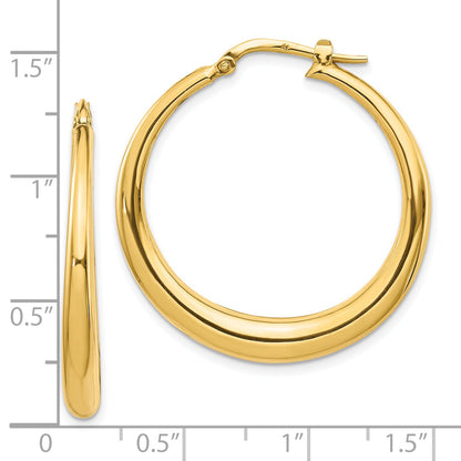 14K Yellow Gold Polished Fancy Hoop Earrings