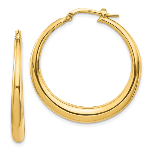 14K Yellow Gold Polished Fancy Hoop Earrings
