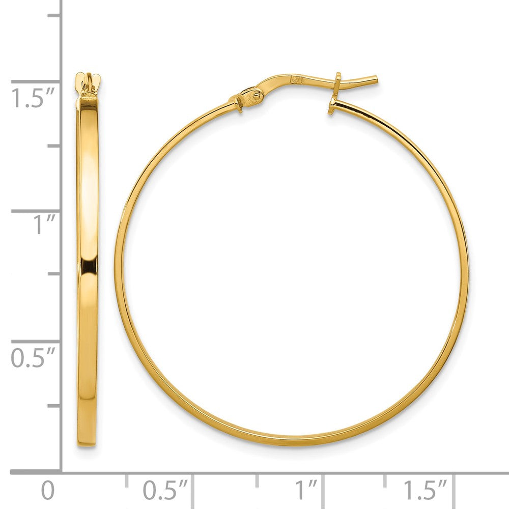 14K Yellow Gold 2mm Polished Hoop Earrings