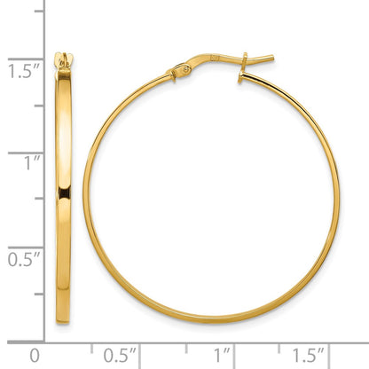 14K Yellow Gold 2mm Polished Hoop Earrings