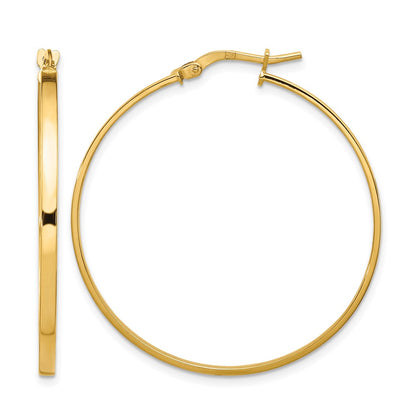 14K Yellow Gold 2mm Polished Hoop Earrings