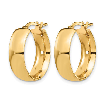 14K Yellow Gold 6mm High Polished Hoop Earrings
