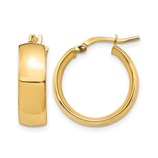 14K Yellow Gold 6mm High Polished Hoop Earrings