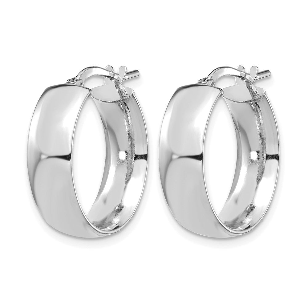 14K Yellow & Rhodium W/ White Plating 6mm High Polished Hoop Earrings