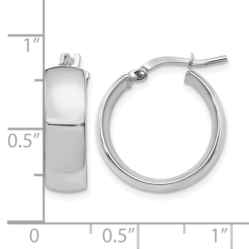 14K Yellow & Rhodium W/ White Plating 6mm High Polished Hoop Earrings