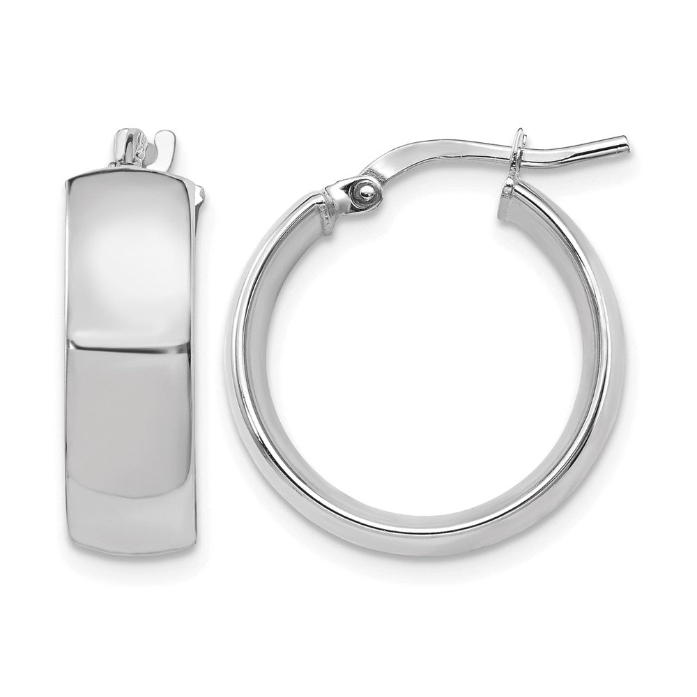 14K Yellow & Rhodium W/ White Plating 6mm High Polished Hoop Earrings