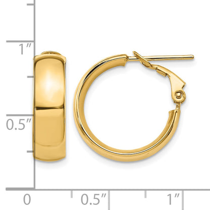 14K Yellow Gold 6mm High Polished Omega Back Hoop Earrings