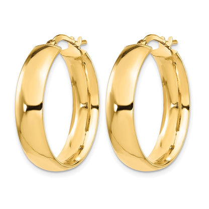 14K Yellow Gold 6mm High Polished Hoop Earrings