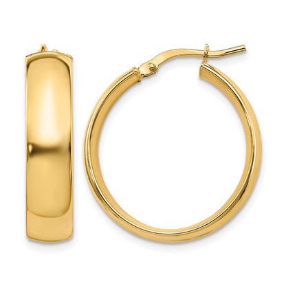 14K Yellow Gold 6mm High Polished Hoop Earrings