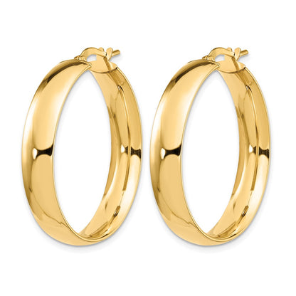 14K Yellow Gold 6mm High Polished Hoop Earrings