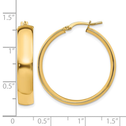 14K Yellow Gold 6mm High Polished Hoop Earrings