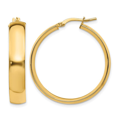 14K Yellow Gold 6mm High Polished Hoop Earrings