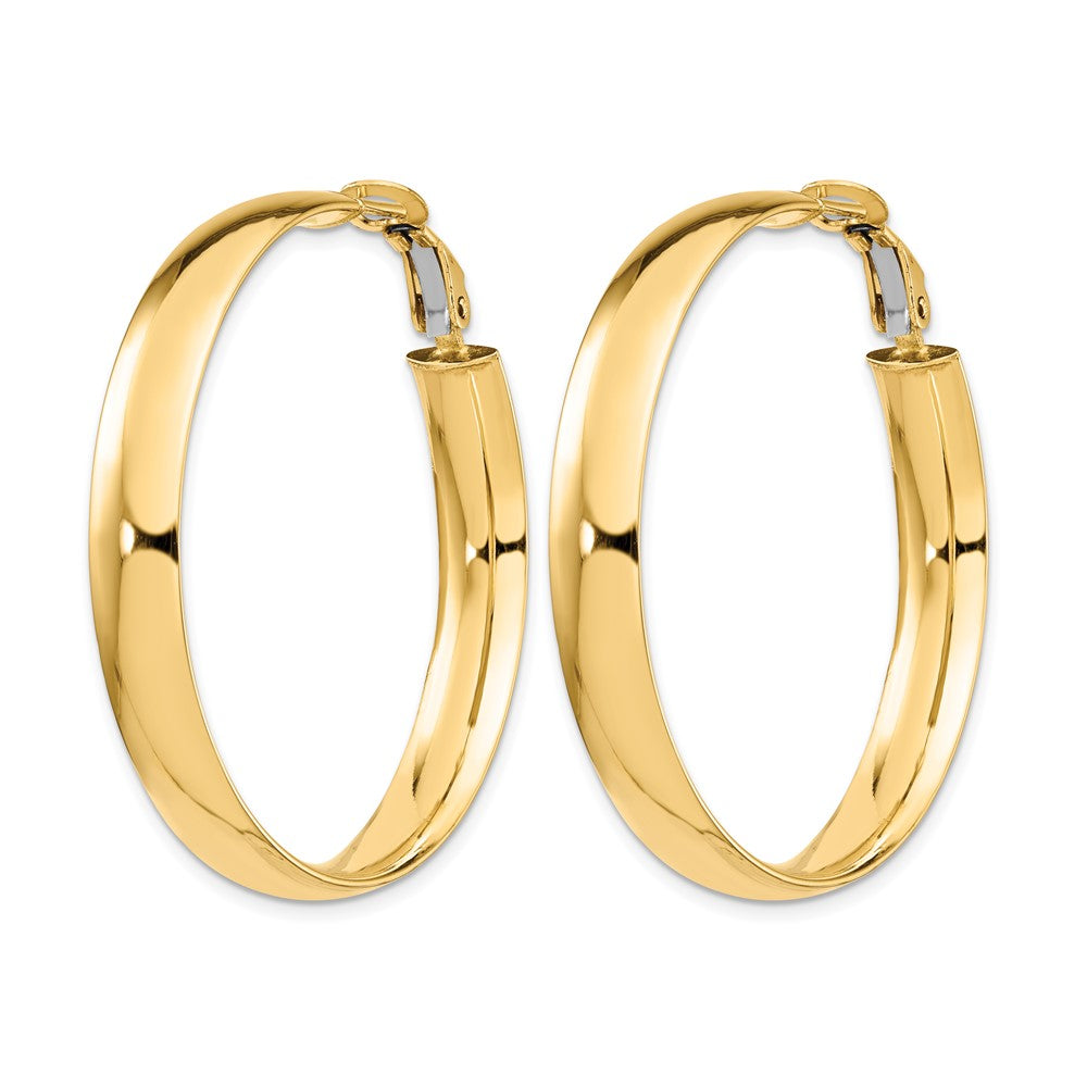 14K Yellow Gold 6mm High Polished Omega Back Hoop Earrings