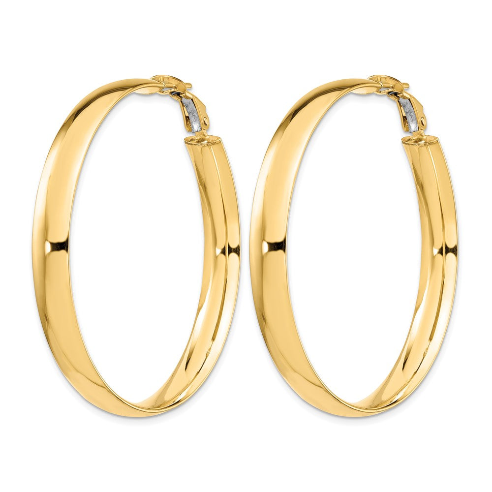 14K Yellow Gold 6mm High Polished Omega Back Hoop Earrings