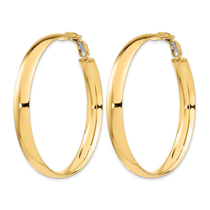 14K Yellow Gold 6mm High Polished Omega Back Hoop Earrings