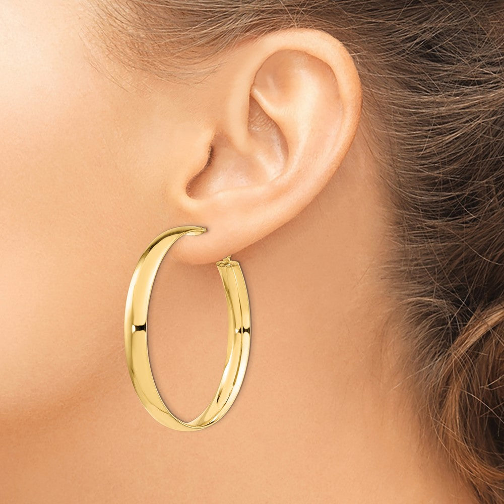 14K Yellow Gold 6mm High Polished Omega Back Hoop Earrings