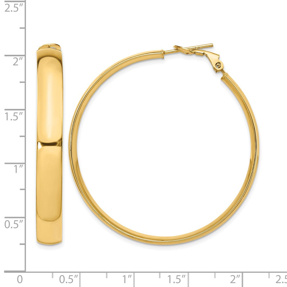 14K Yellow Gold 6mm High Polished Omega Back Hoop Earrings