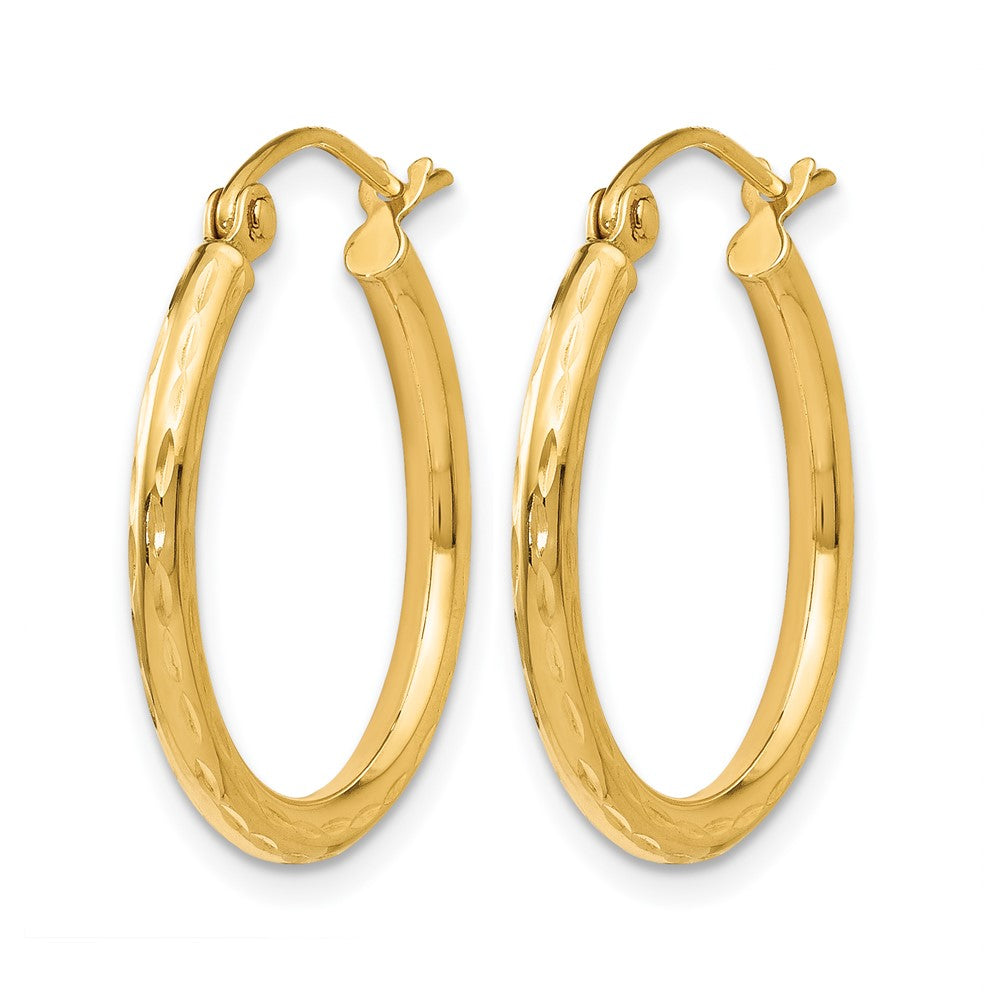 14K Yellow Gold D/C Hinged Hoop Earrings