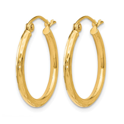 14K Yellow Gold D/C Hinged Hoop Earrings