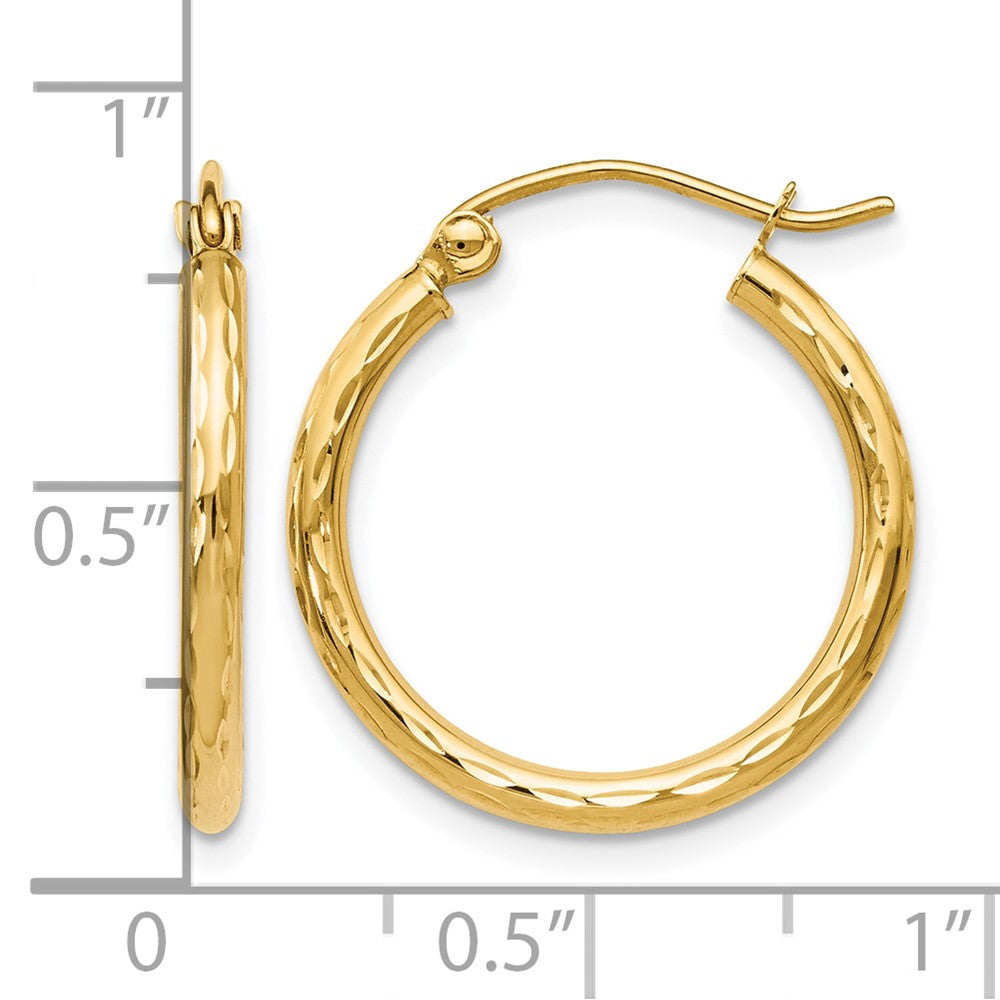 14K Yellow Gold D/C Hinged Hoop Earrings